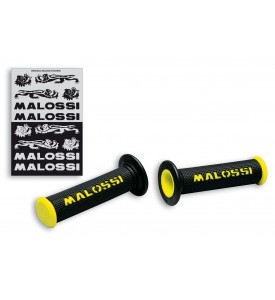 2 BLACK GRIPS WITH YELLOW MALOSSI LOGO (MOD. WITH SIDE FASTENING)